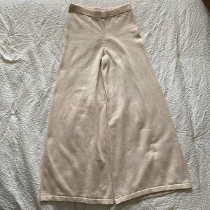 STAUD Mitchell Wide Leg Cotton & Wool Blend Knit Pants, Color: Cream, Size: XS